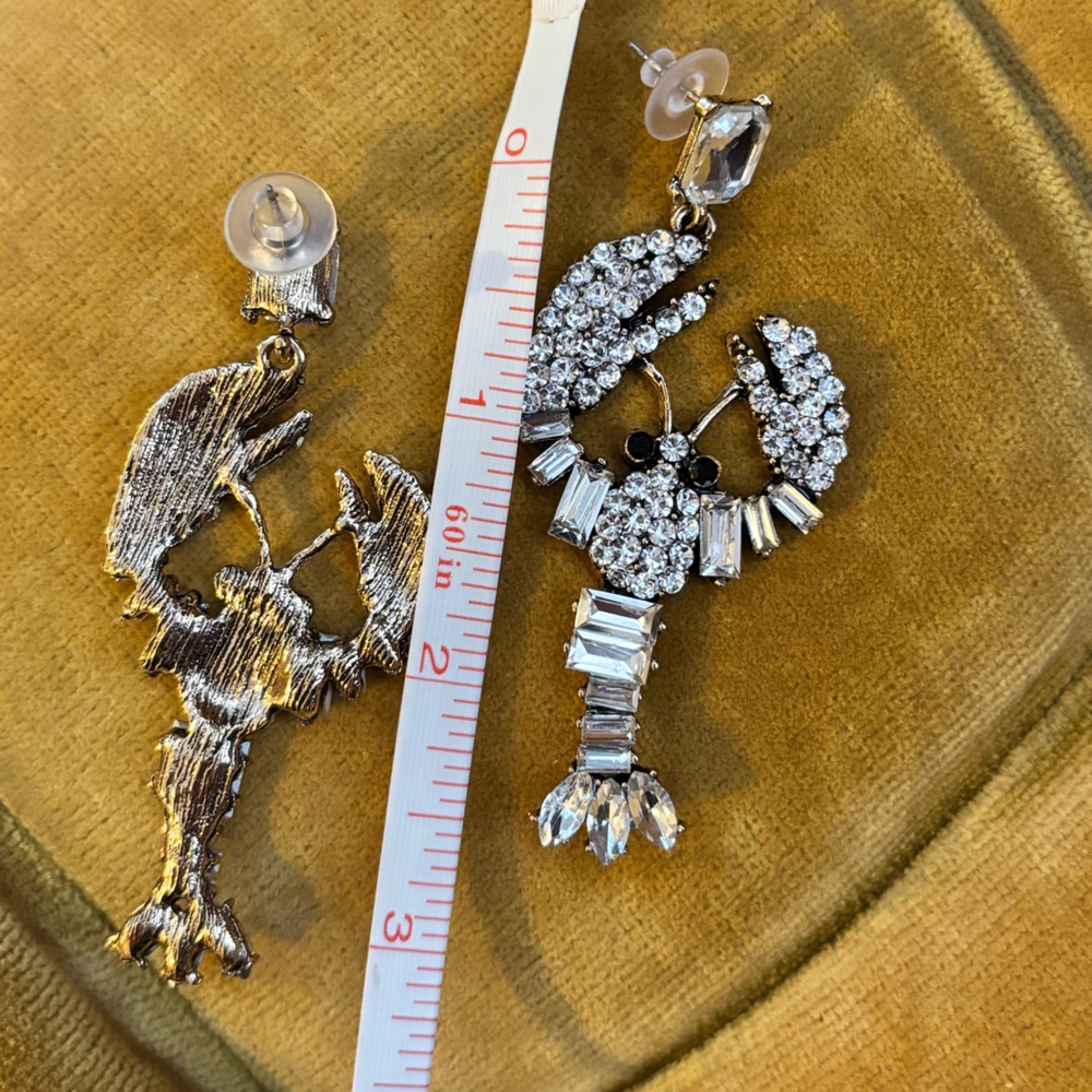 NEW GLAM ROCK LOBSTER Pendant Earrings CZ - Picture 5 of 5